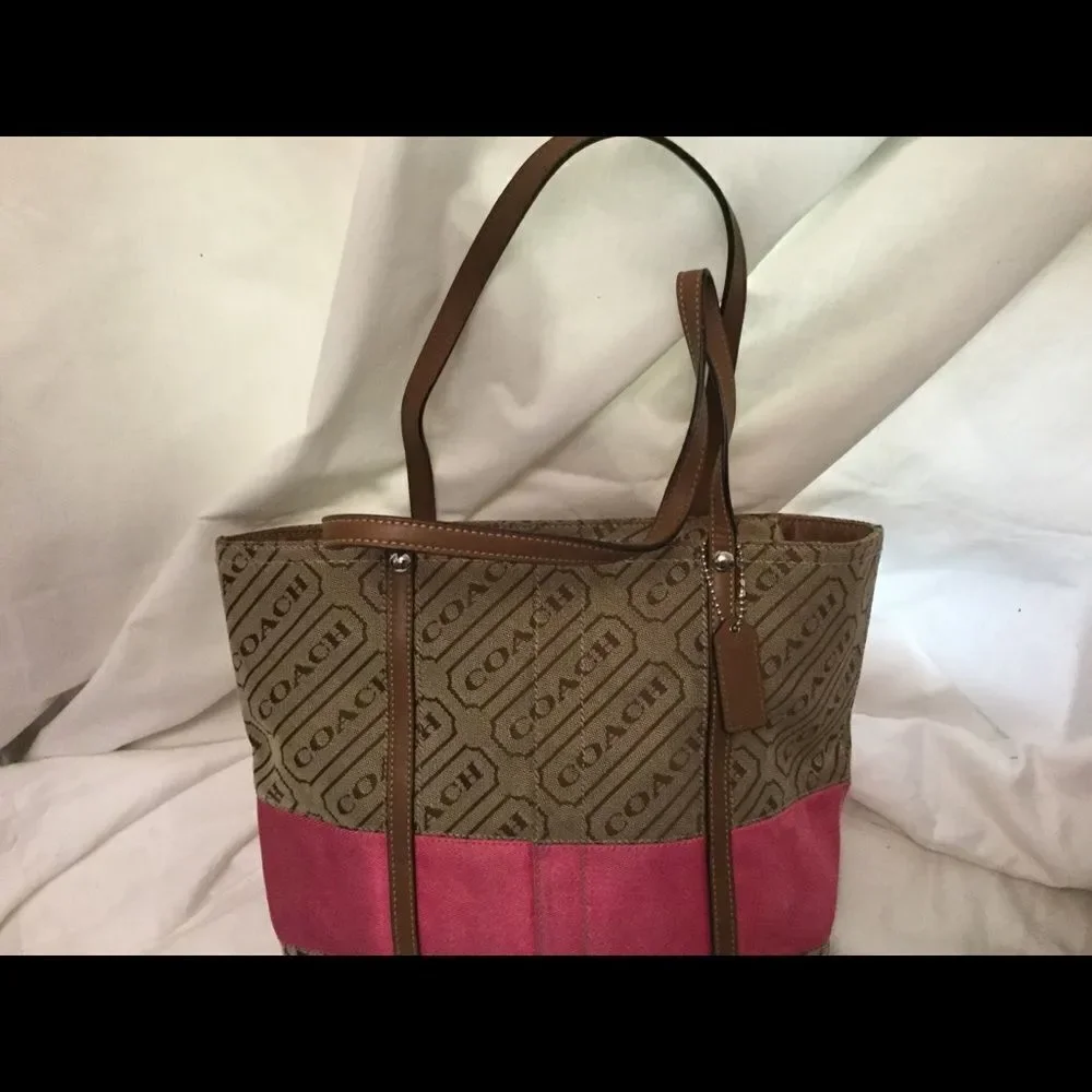 Coach Signature Stripe Handbag Tote Bag F12252 - Picture 2 of 10